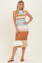 Light Olive Colorblock Striped Knit Sleeveless Midi Dress