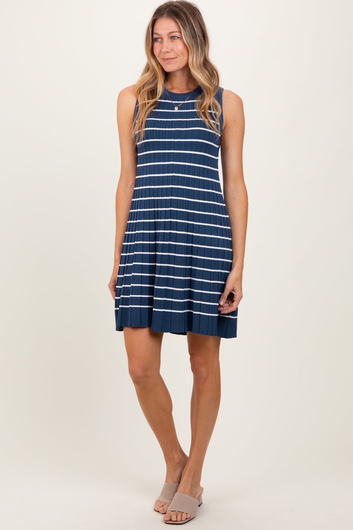 ribbed sleeveless mini dress Sleeveless Ribbed Mock Neck, Serena Mini Dress in Black, Size M, For Office