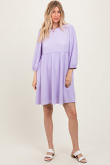 Lavender Knit Ruffle Trim Dress