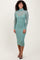 Light Olive Mesh Overlay Fitted Midi Dress