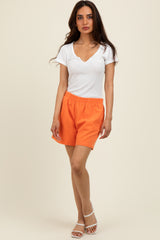 Orange Woven Cotton Maternity Shorts