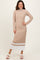 Beige Colorblock Hem Mock Neck Sweater Dress