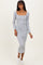 Heather Grey Square Neck Rib Long Sleeve Maxi Dress