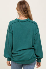 Forest Green Ribbed Knit Front Pocket Pullover