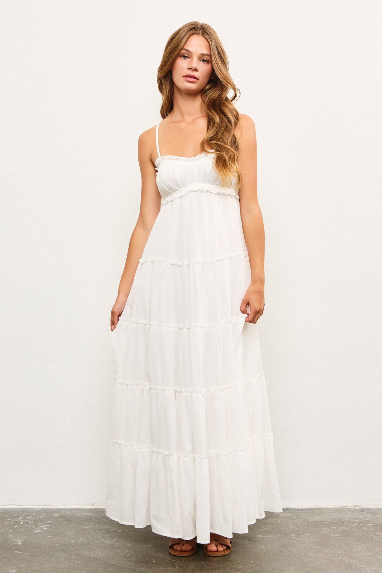 white shirred maxi dress boohoo Women's Cotton Poplin Shirred Bodice Puff Sleeve Maxi Dress in White | Size: 12