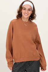 Camel Waffle Knit Maternity Pullover