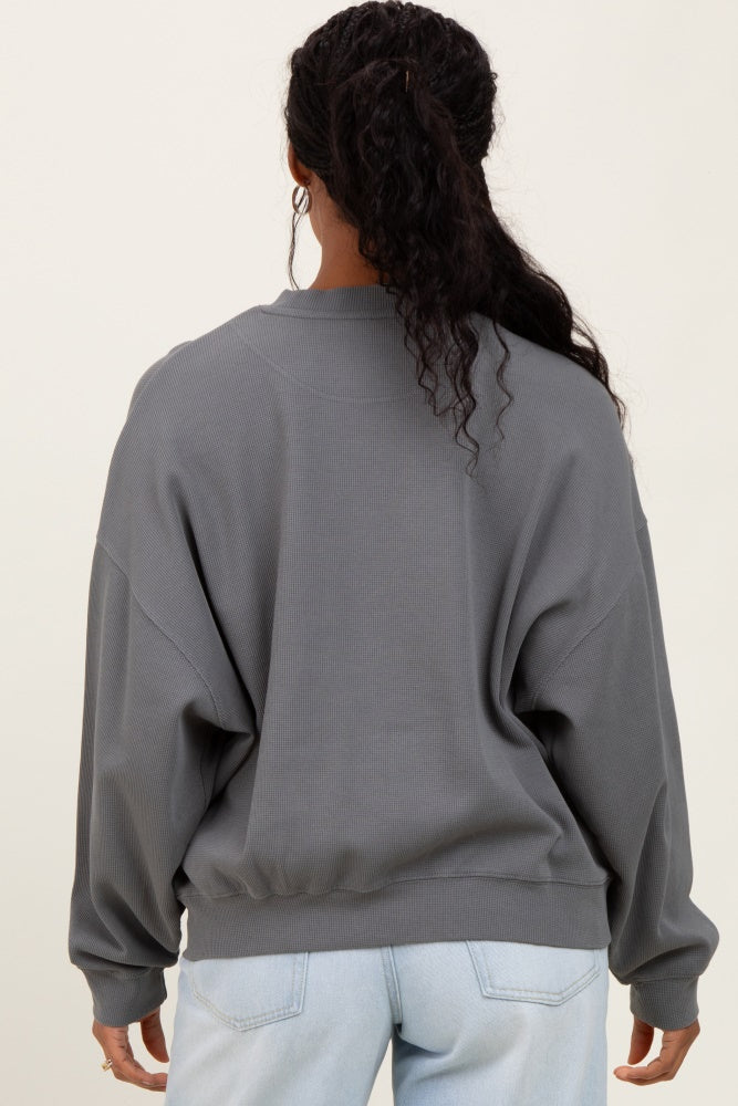 Charcoal Waffle Knit Pullover