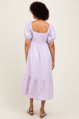 Lavender Sweetheart Stripe Smocked Back Midi Dress