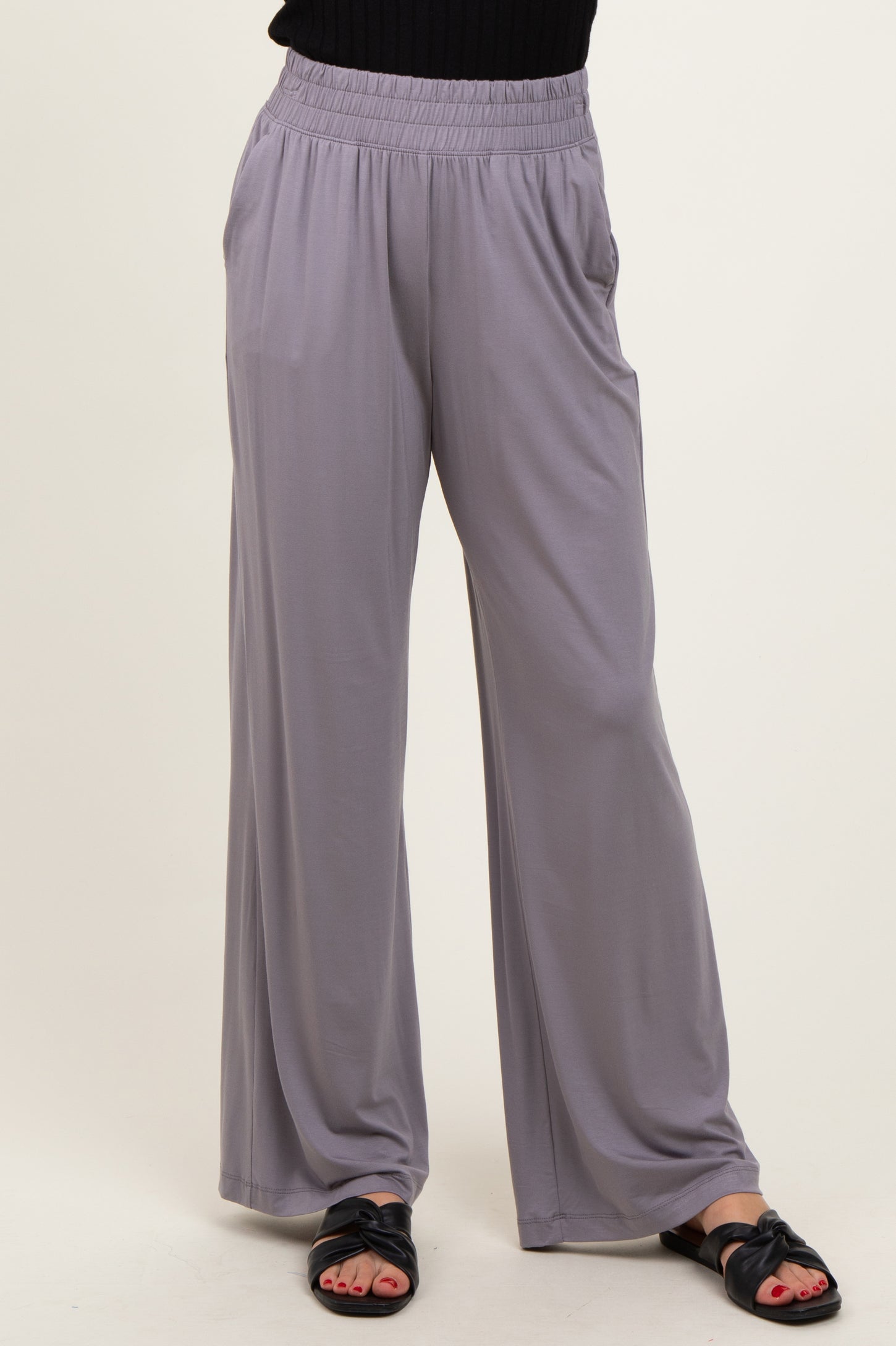 Mocha Basic Wide Leg Pocketed Pants