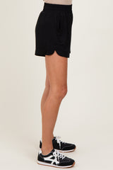 Black Basic Rounded Hem Shorts