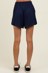 Navy Basic Rounded Hem Shorts