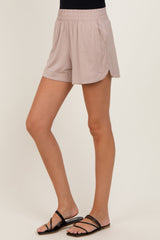 Beige Basic Rounded Hem Shorts