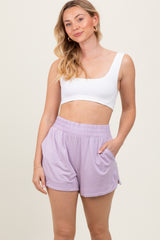 Lavender Basic Rounded Hem Shorts