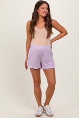 Lavender Basic Rounded Hem Maternity Shorts
