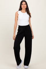Black Straight Leg Drawstring Maternity Sweatpants