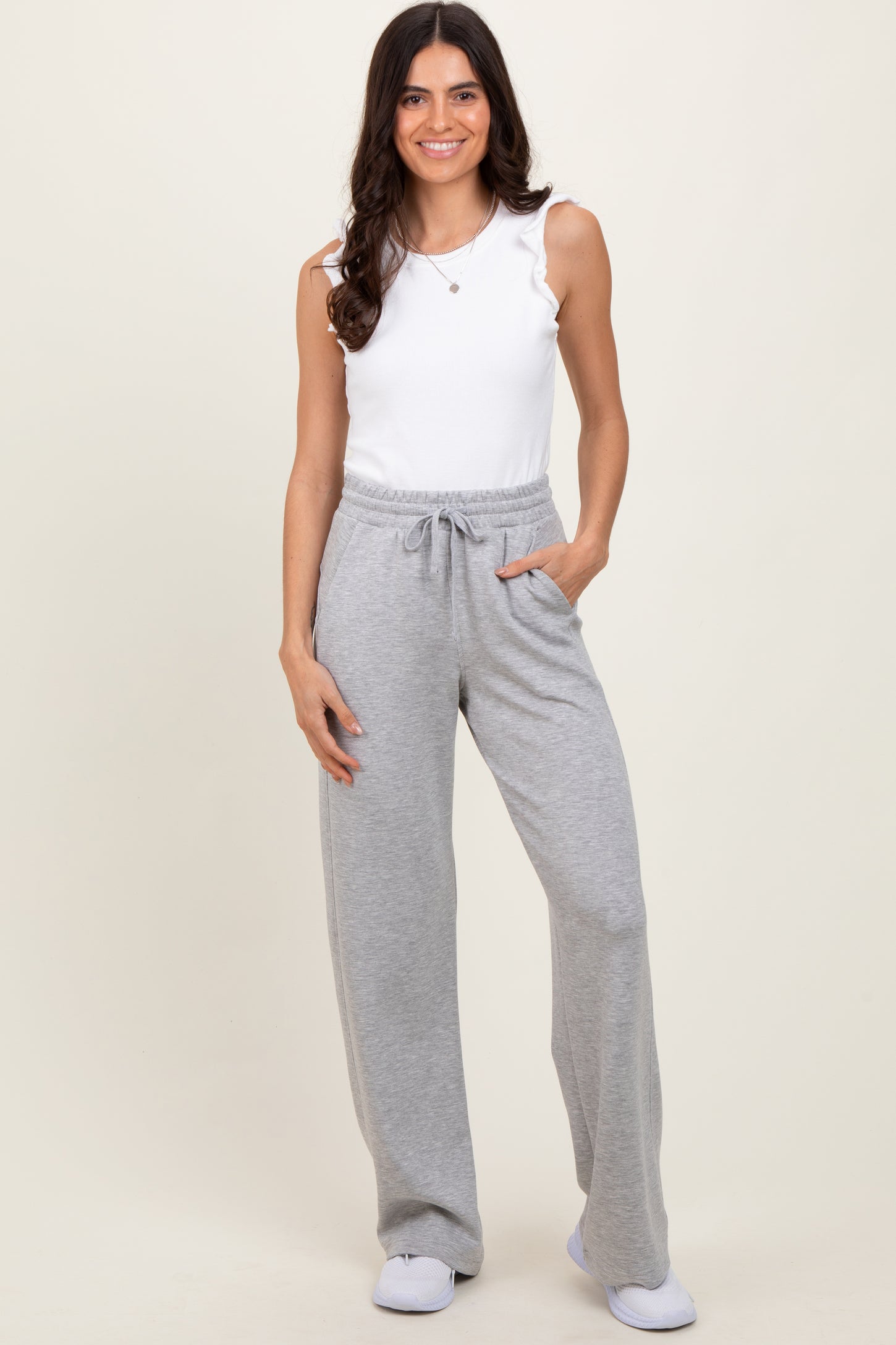 Heather Grey Straight Leg Drawstring Sweatpants