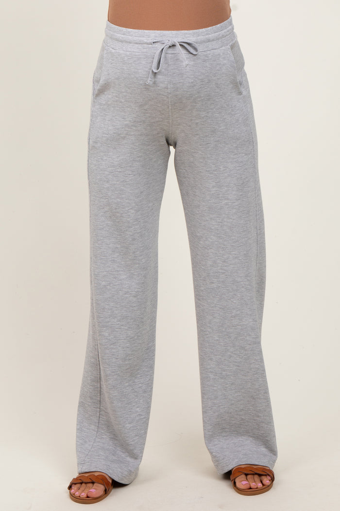 Heather Grey Straight Leg Drawstring Maternity Sweatpants