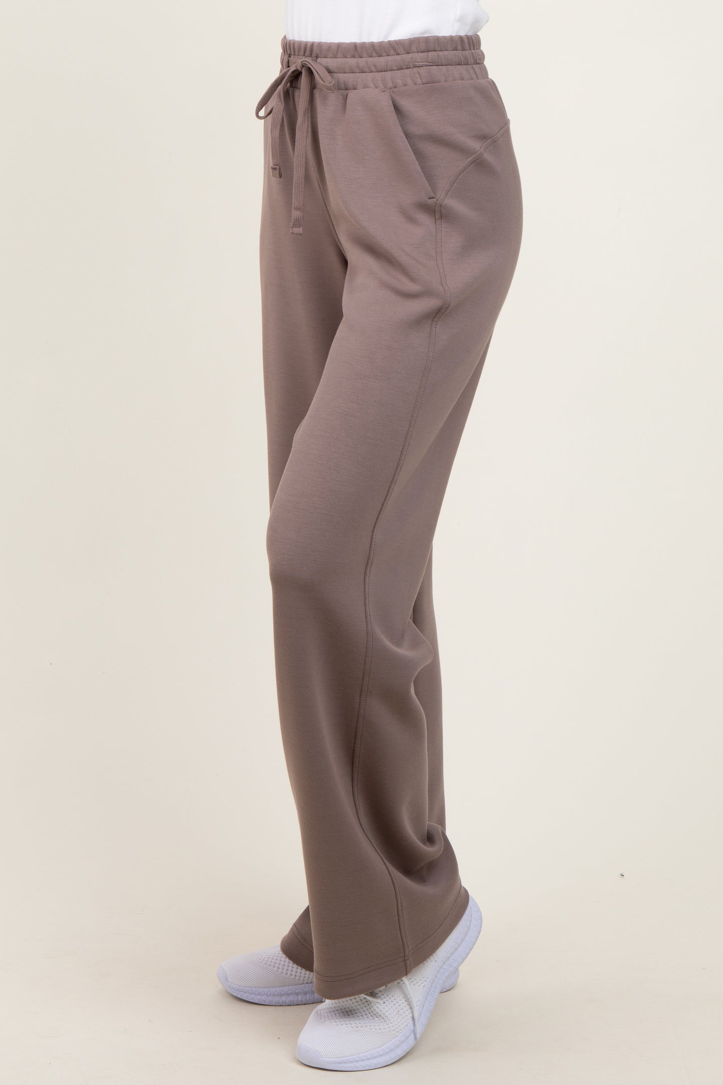 Mocha Straight Leg Drawstring Sweatpants