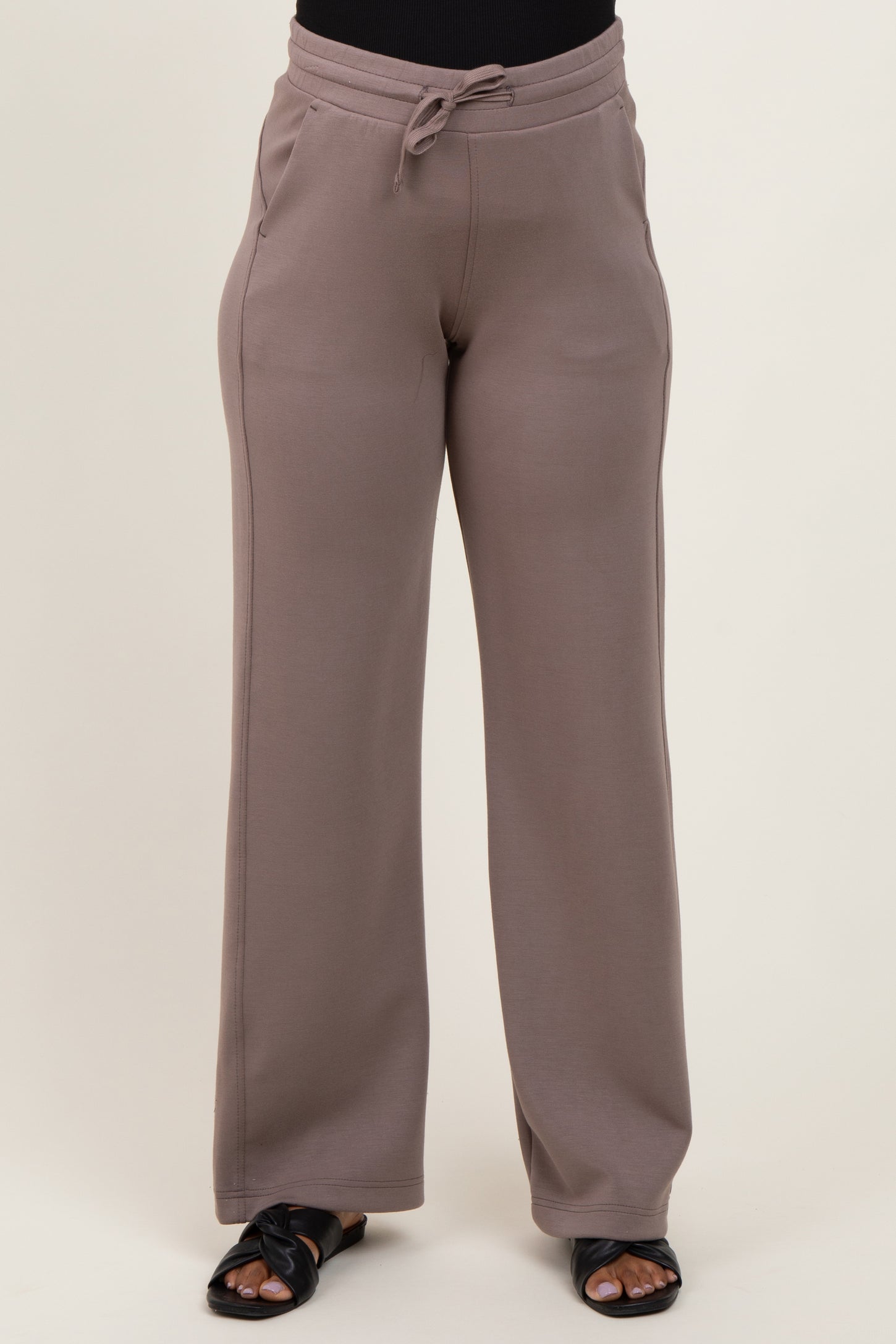 Mocha Straight Leg Drawstring Maternity Sweatpants