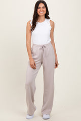 Cream Straight Leg Drawstring Sweatpants