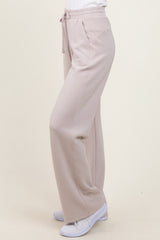 Cream Straight Leg Drawstring Sweatpants