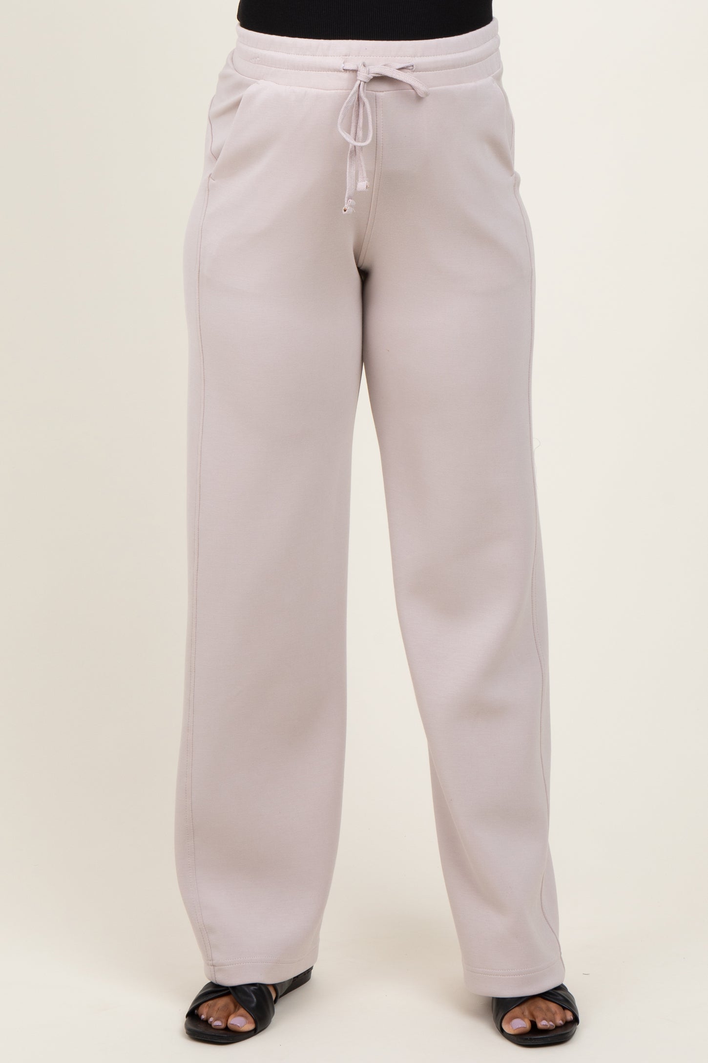 Cream Straight Leg Drawstring Maternity Sweatpants