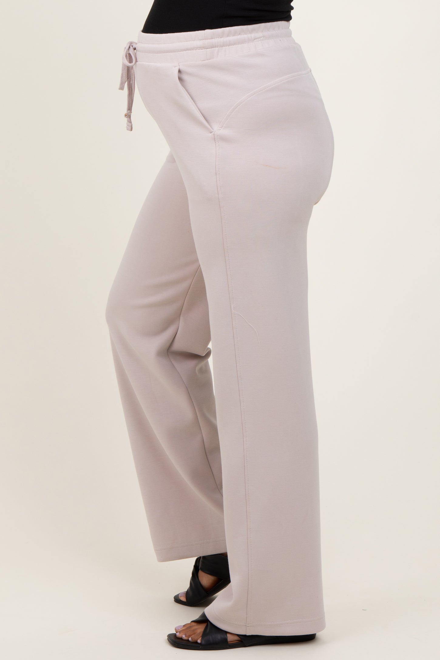 Cream Straight Leg Drawstring Maternity Sweatpants