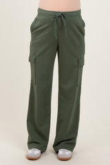 Olive Cargo Pocket Straight Leg Maternity Sweatpants
