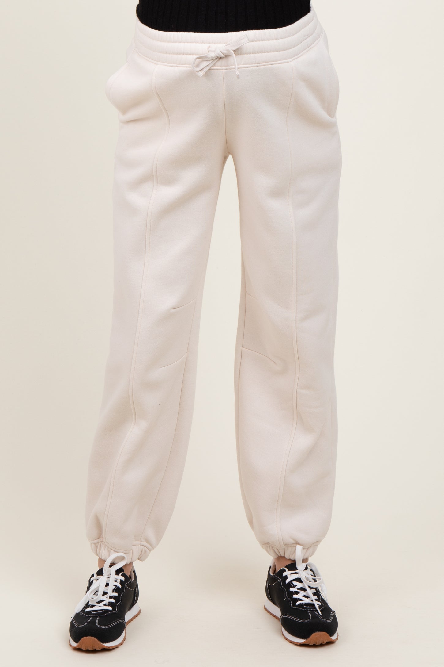 Cream Drawstring Relaxed Fit Maternity Sweatpants