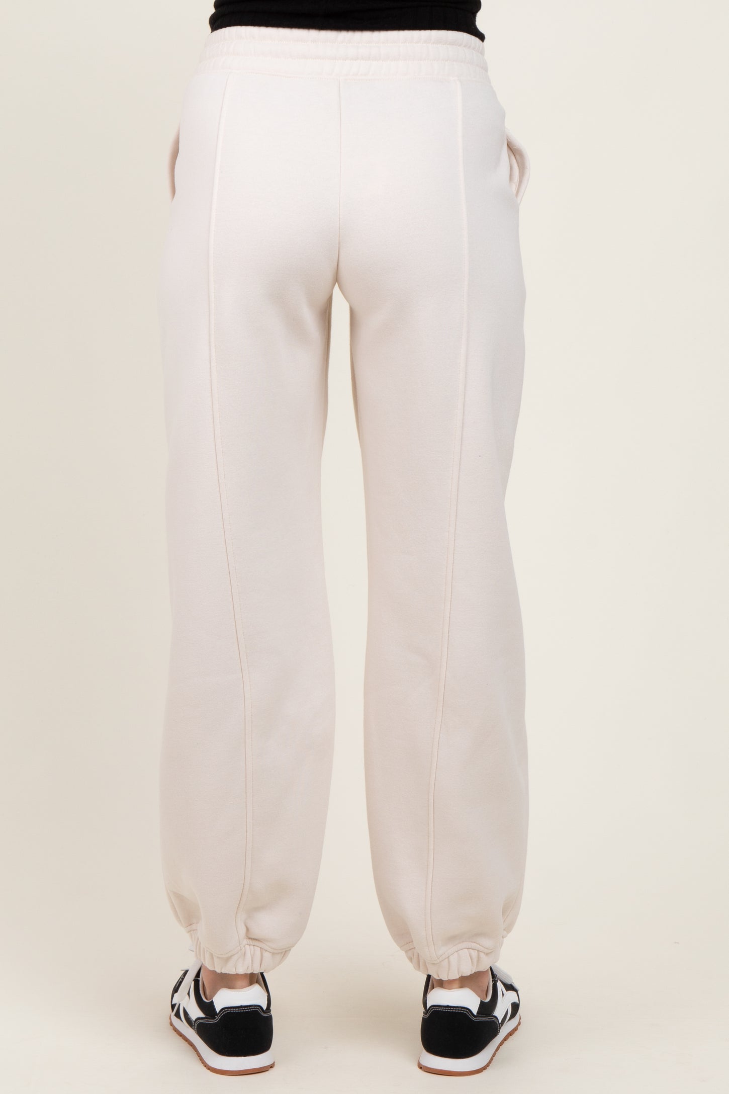 Cream Drawstring Relaxed Fit Maternity Sweatpants