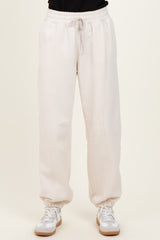 Cream Drawstring Relaxed Fit Sweatpants
