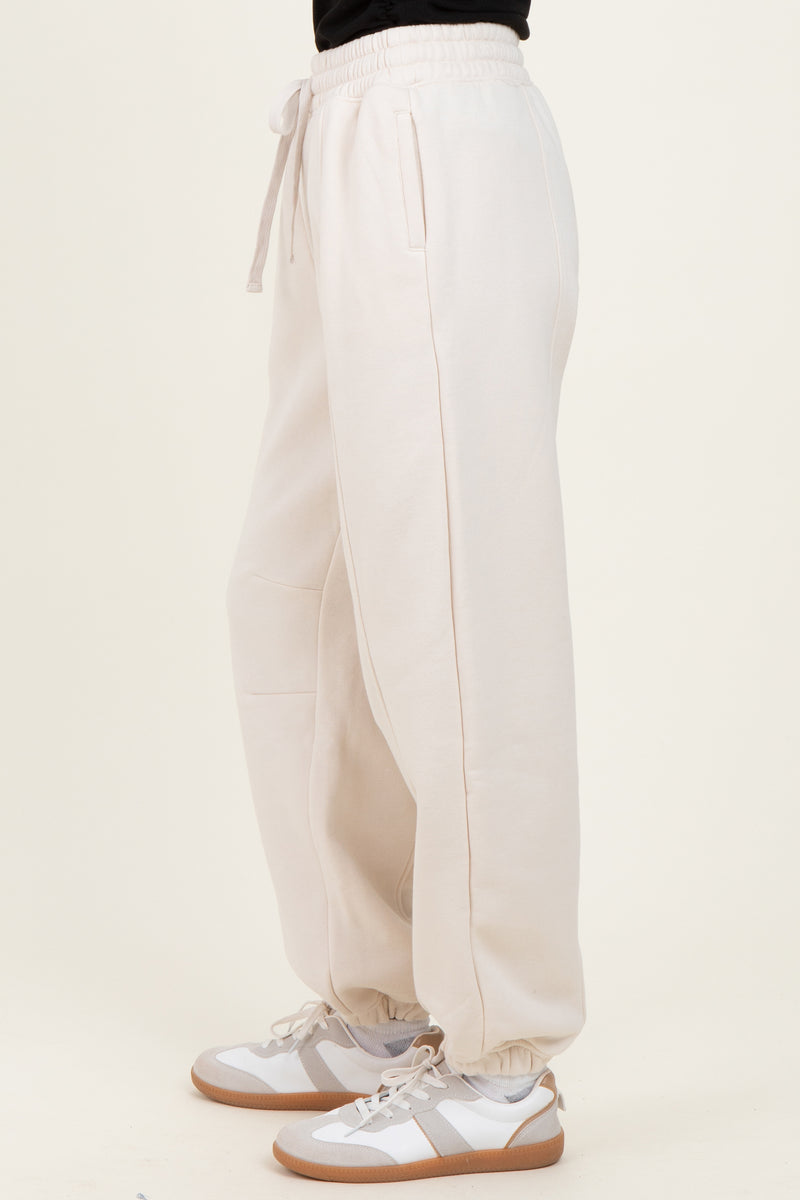 Cream Drawstring Relaxed Fit Sweatpants – PinkBlush