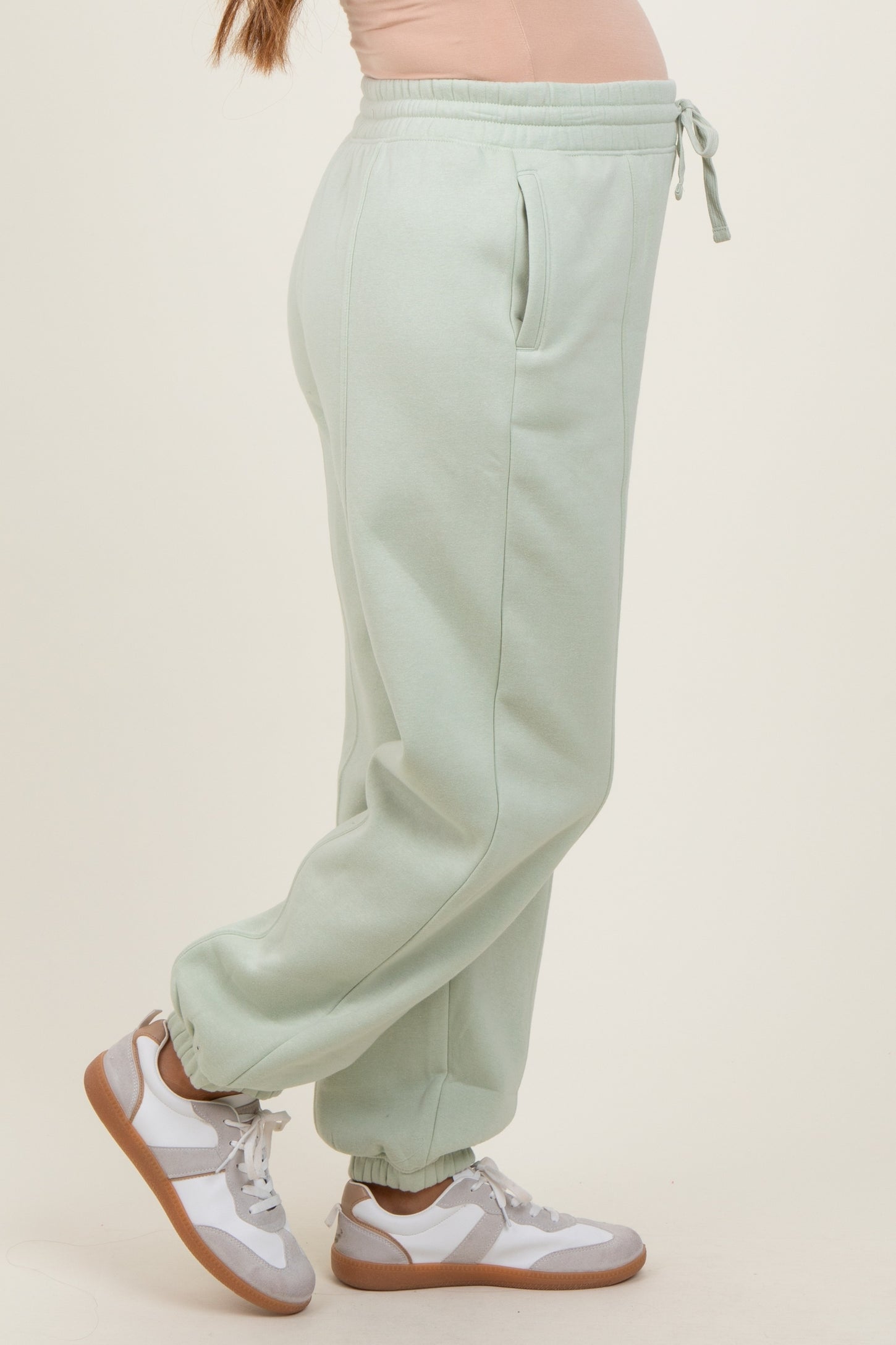 Mint Drawstring Relaxed Fit Maternity Sweatpants