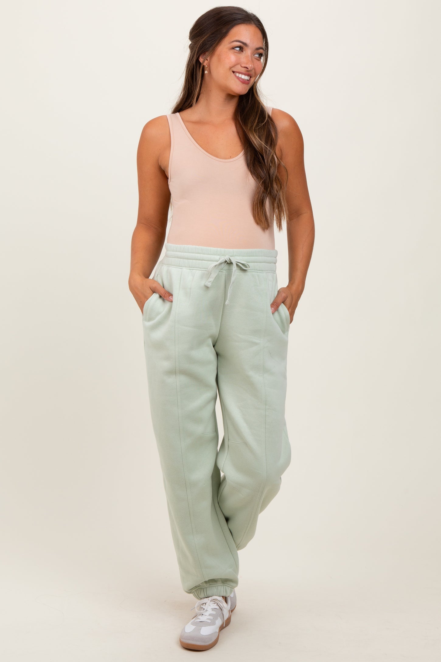 Mint Drawstring Relaxed Fit Maternity Sweatpants