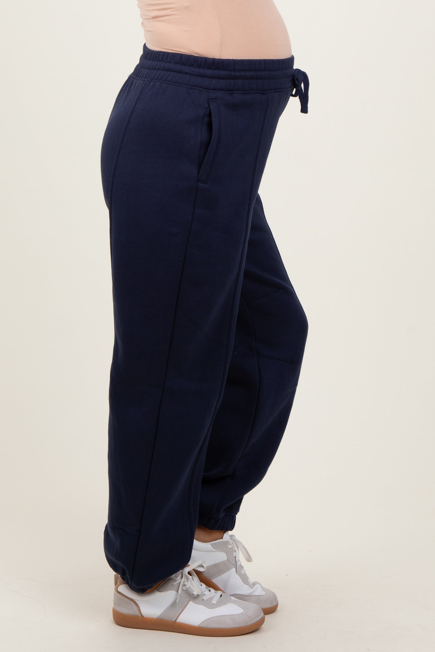 Navy Drawstring Relaxed Fit Maternity Sweatpants