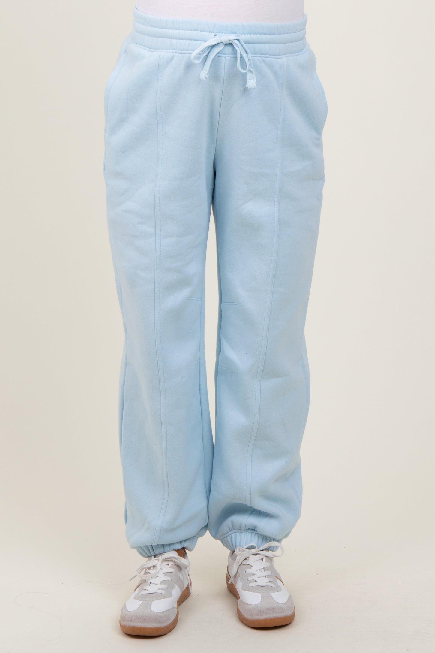 Light Blue Drawstring Relaxed Fit Maternity Sweatpants