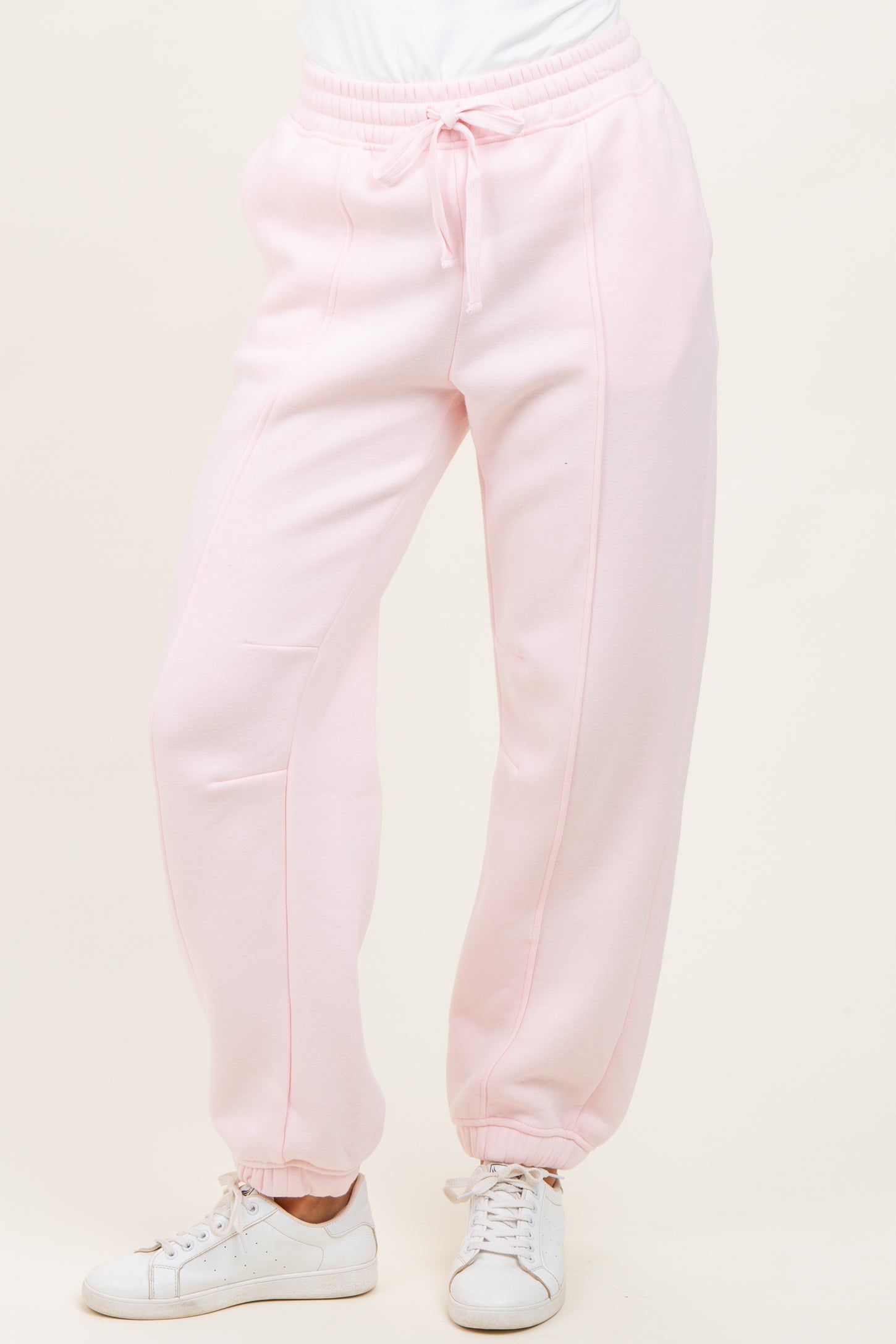 Light Pink Drawstring Relaxed Fit Sweatpants