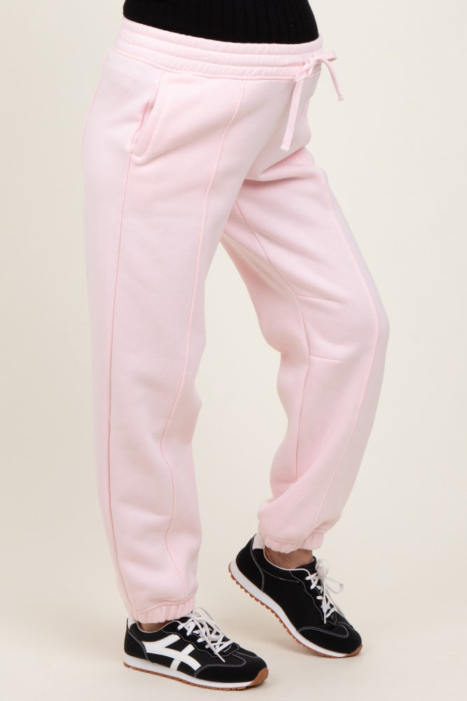 Light Pink Drawstring Relaxed Fit Maternity Sweatpants