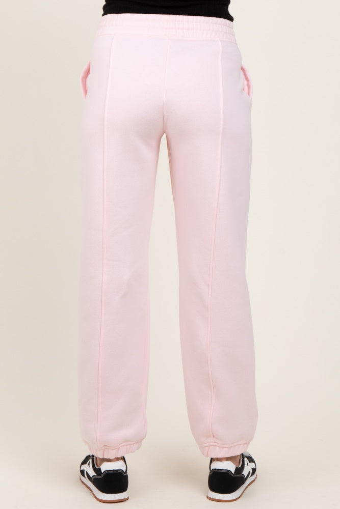 Light Pink Drawstring Relaxed Fit Maternity Sweatpants