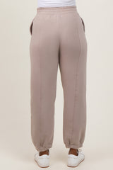Light Mocha Drawstring Relaxed Fit Maternity Sweatpants