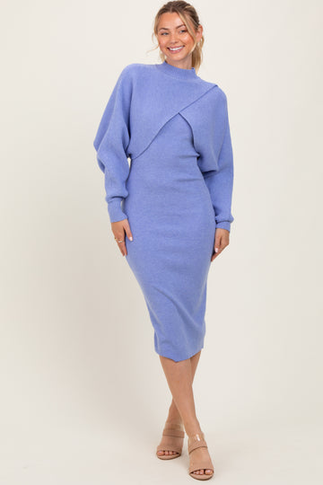 Periwinkle Bodycon Dress And Sweater Maternity Set
