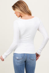 White Square Neck Long Sleeve Maternity Top