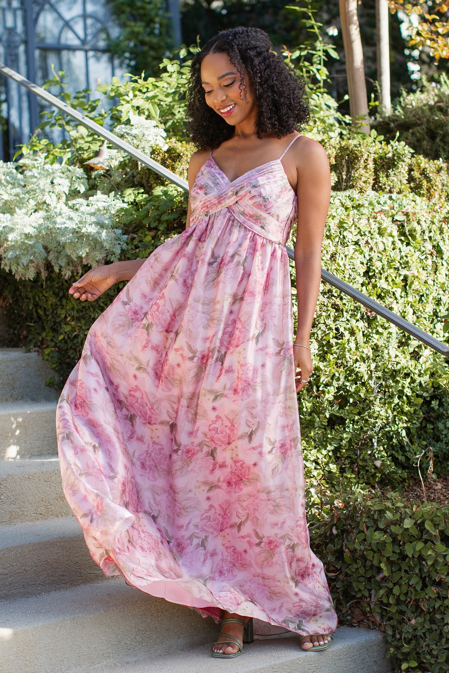 Pink Multi Floral Print Sleeveless Maternity Maxi Dress