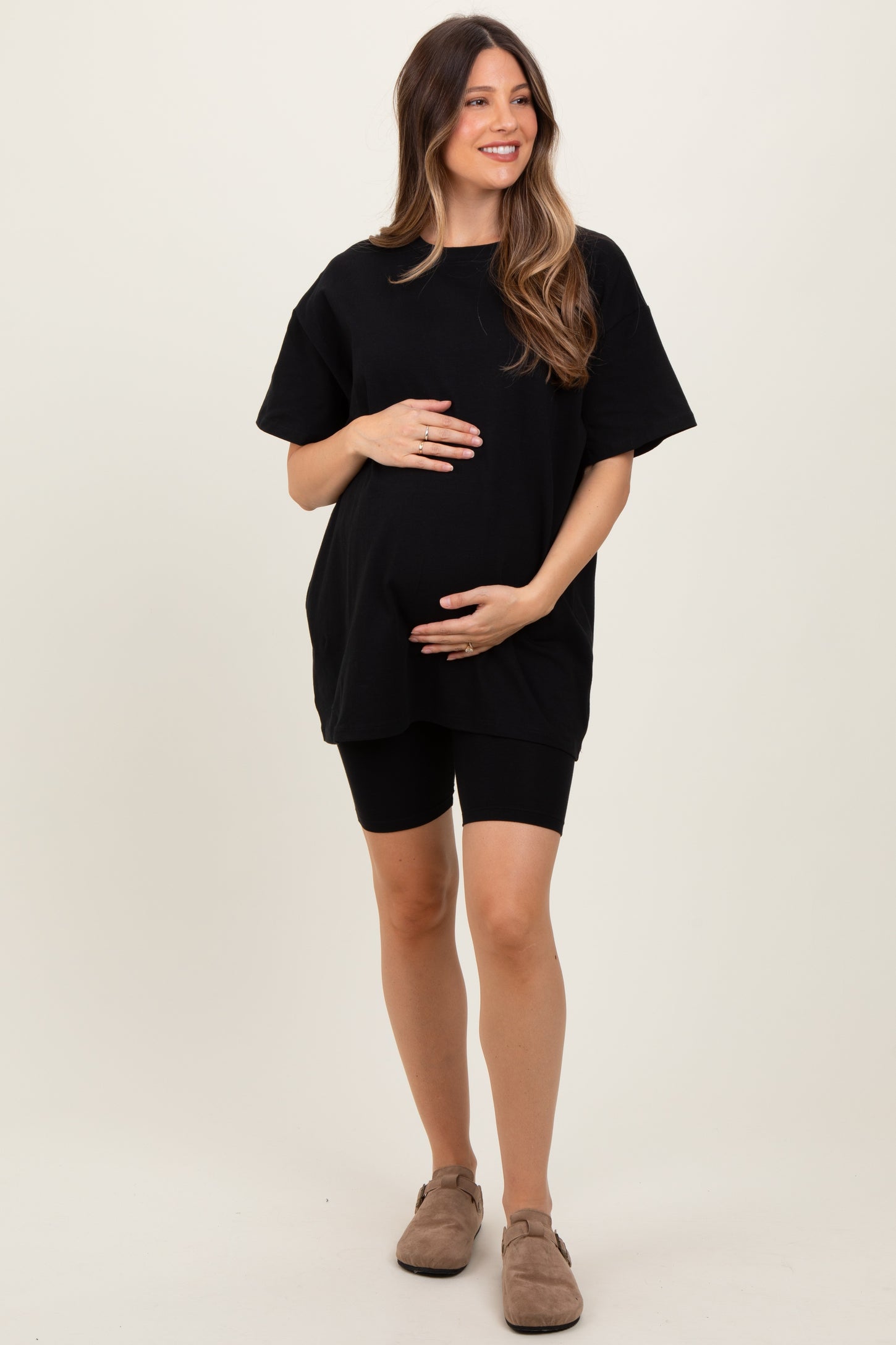 Black Biker Shorts Maternity Set – PinkBlush