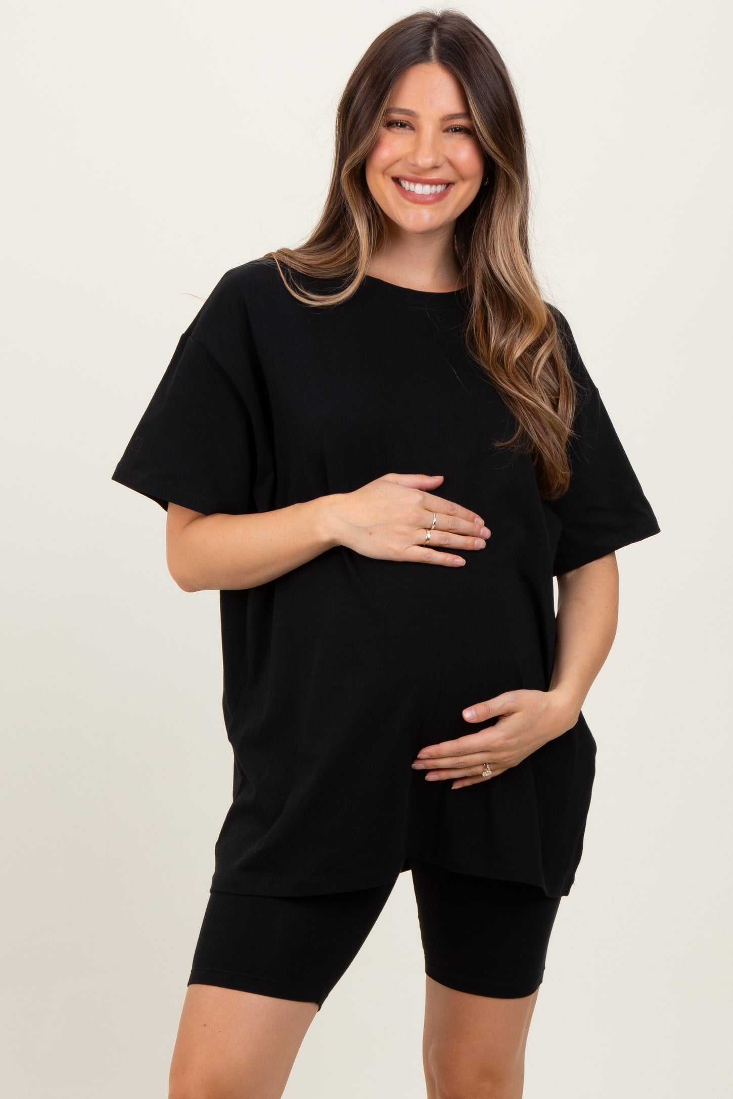Black Biker Shorts Maternity Set – PinkBlush