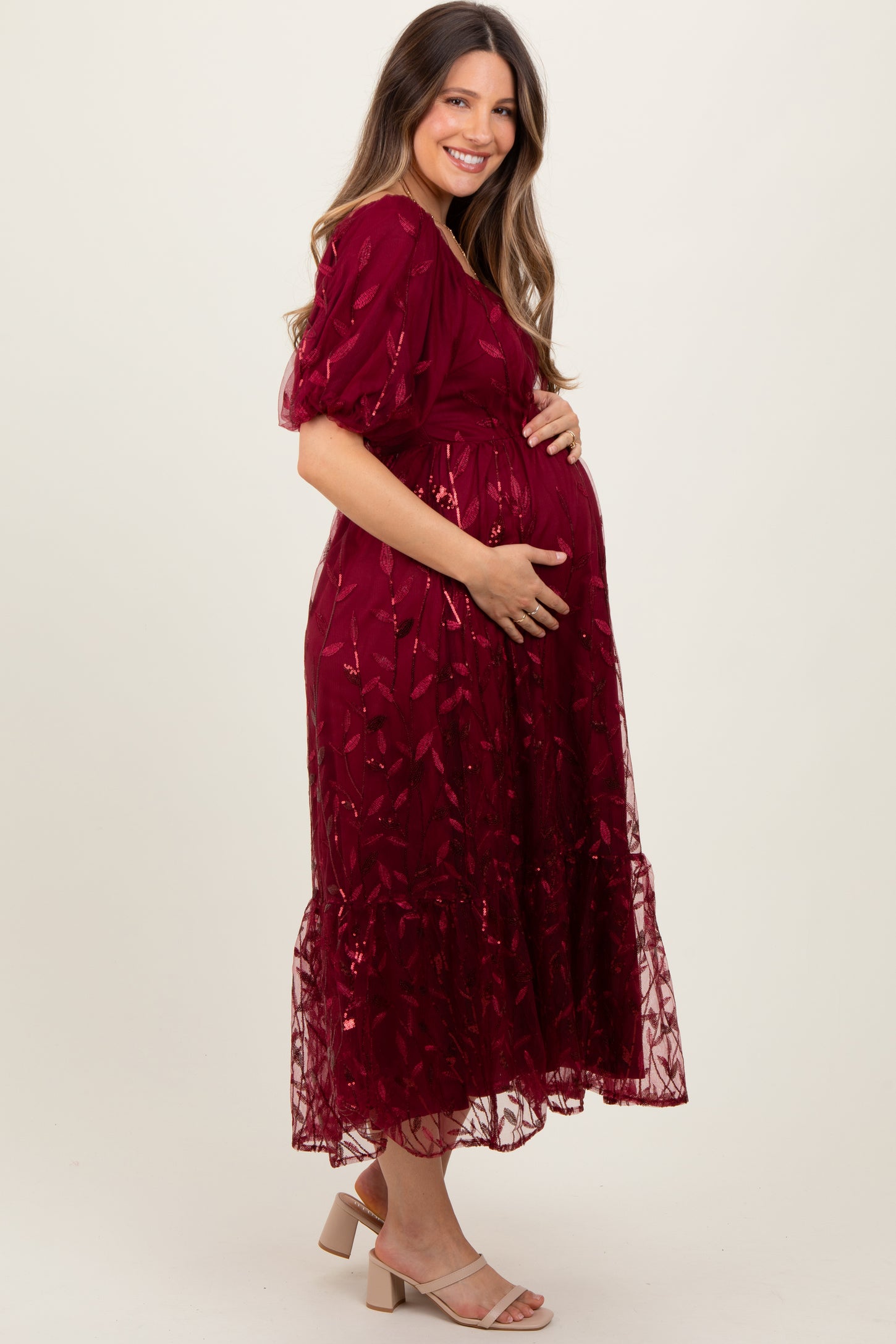red sequin maternity dress Red Sequin Maternity Dress for Baby Shower for photo shoot Future Mom Maternity Long Dress for Baby Shower