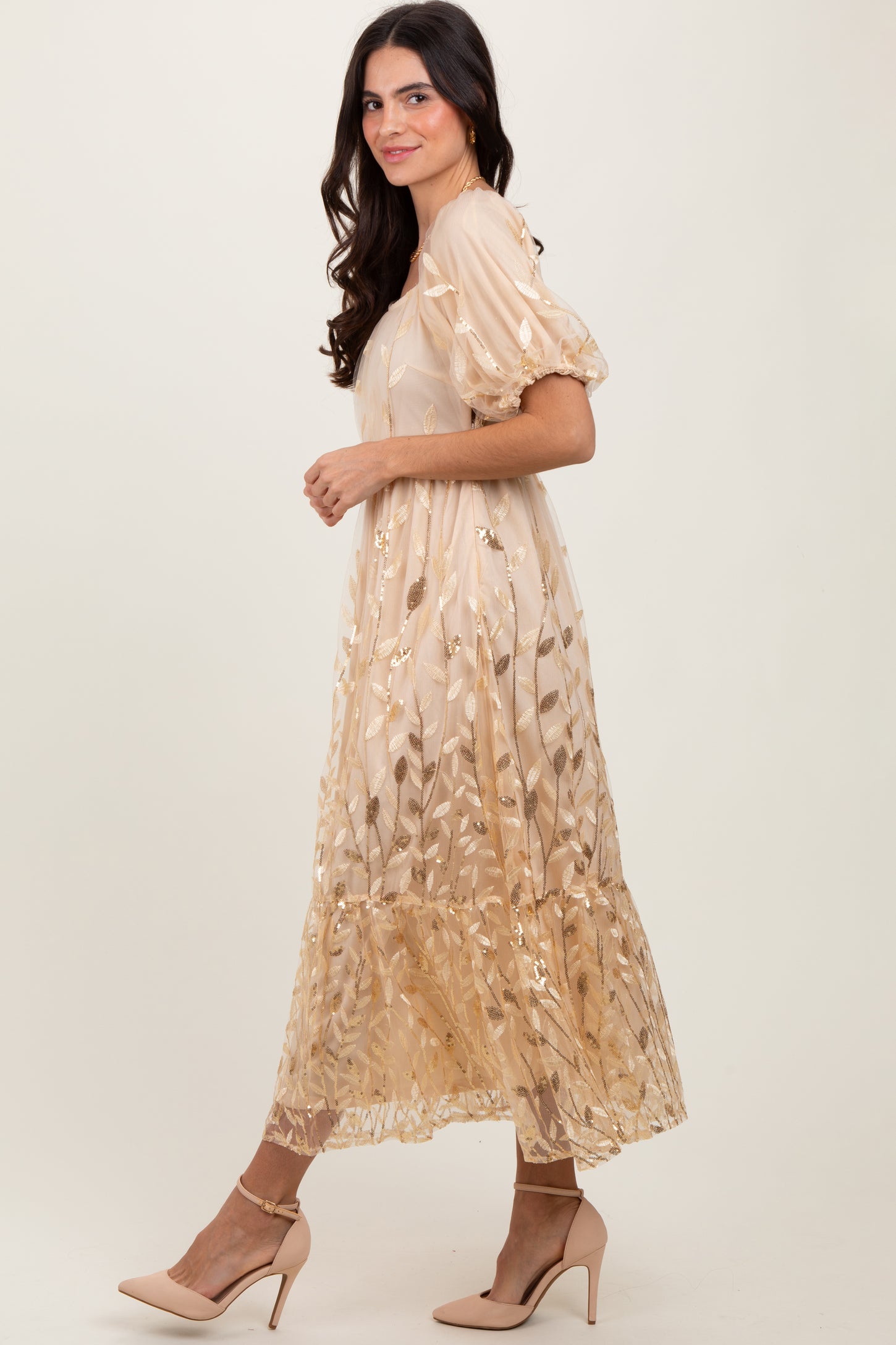 Cream Embroidered Sequin Detail Mesh Overlay Maternity Maxi Dress PinkBlush Cream Embroidered Sequin Detail Mesh Overlay Maternity Maxi Dress PinkBlush