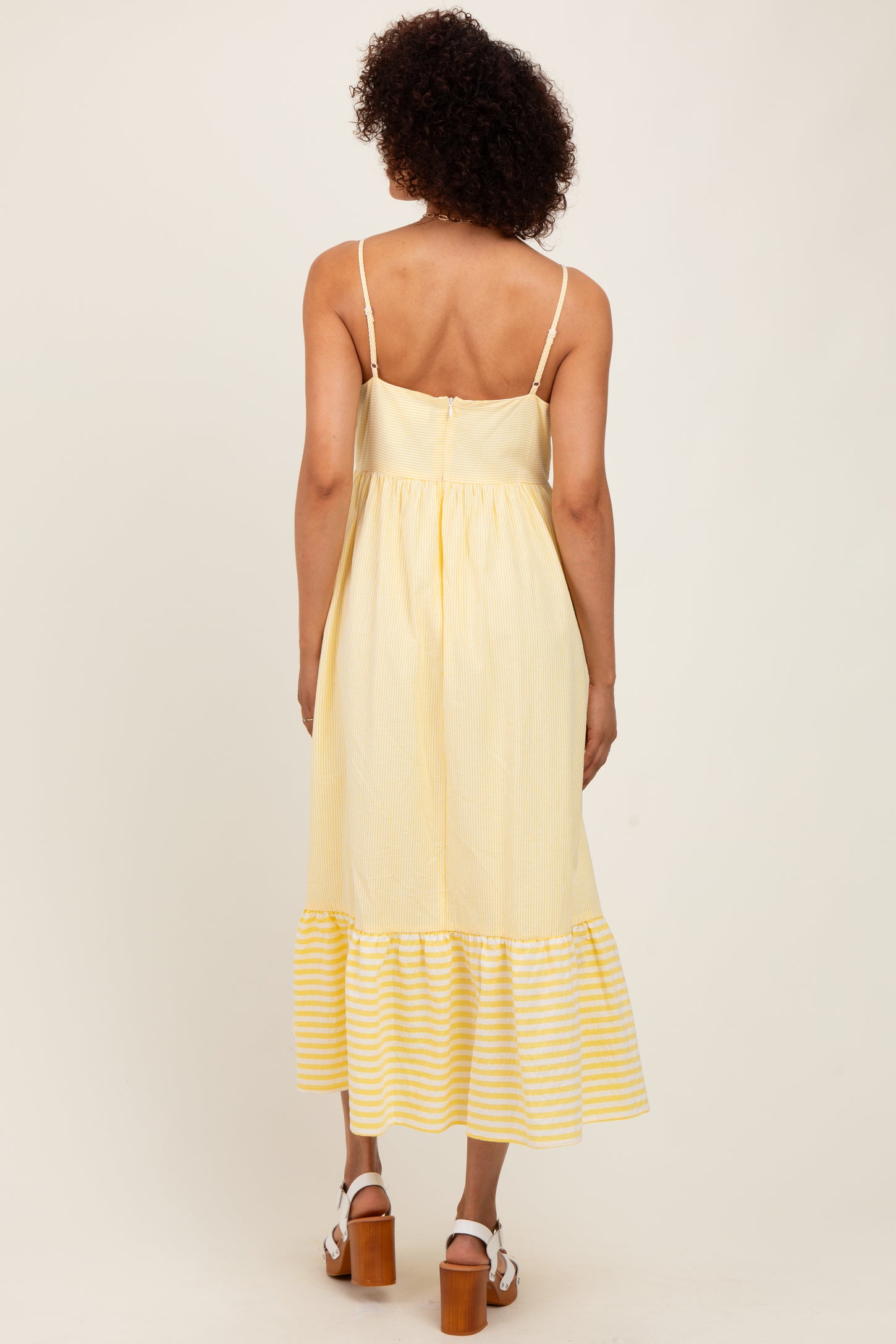 Colorblock Yellow Yellow Embroidered Striped Colorblock Midi Dress – PinkBlush