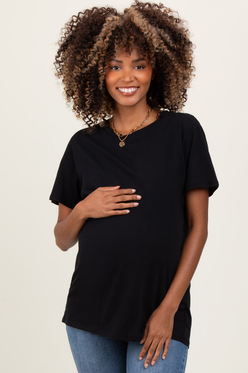 Black Basic Maternity Tee – PinkBlush