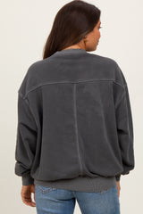 Charcoal Fleece Drop Shoulder Maternity Sweatshirt